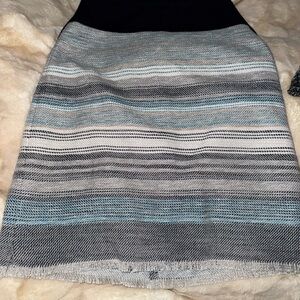 LOFT Black and Blue Striped Pencil Skirt